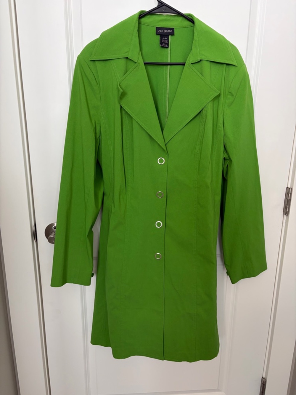 Lane Bryant Vibrant Green Single-Breasted Trench Coat